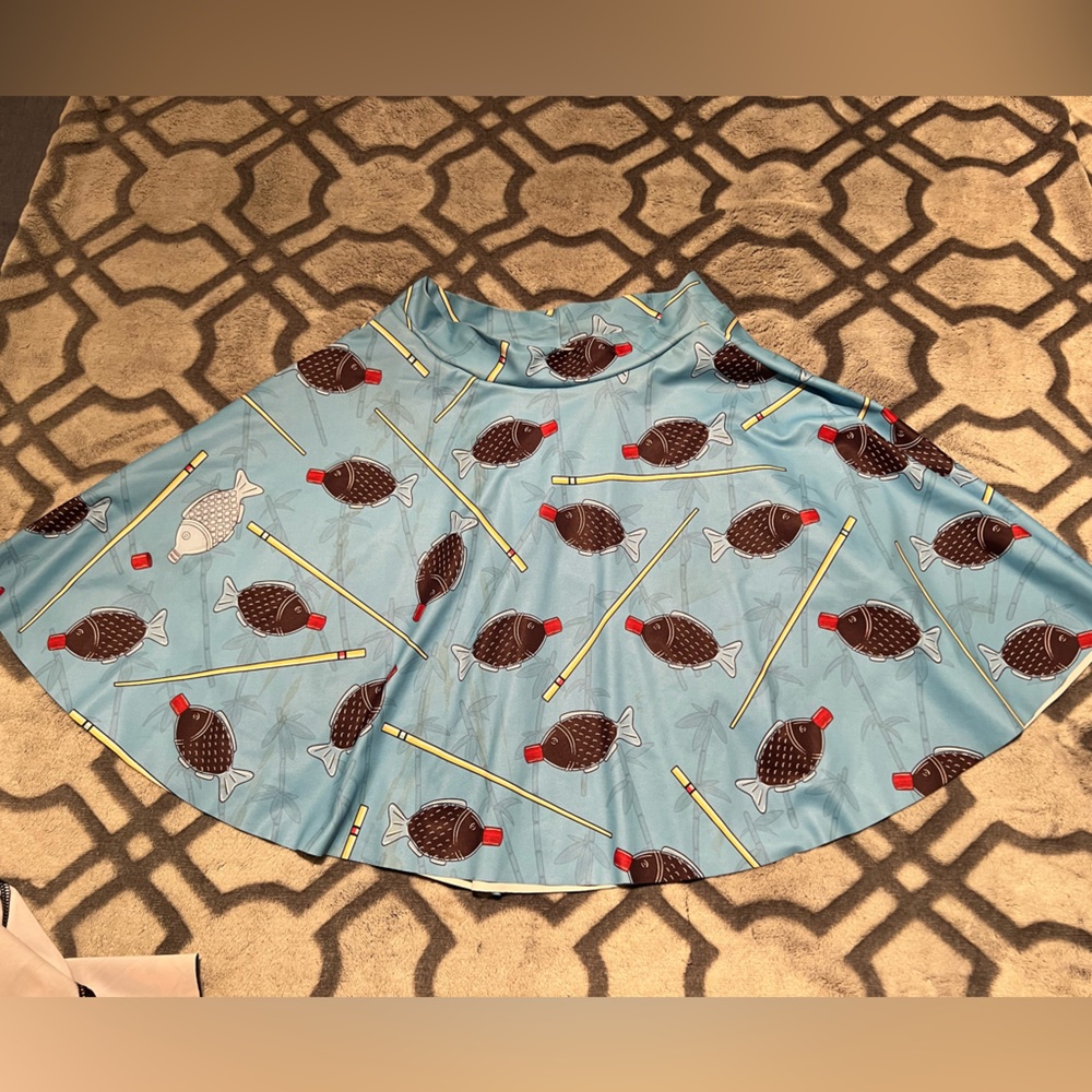 BlackMilk Soy Fishy Blue Pocket Skater Skirt Used Small